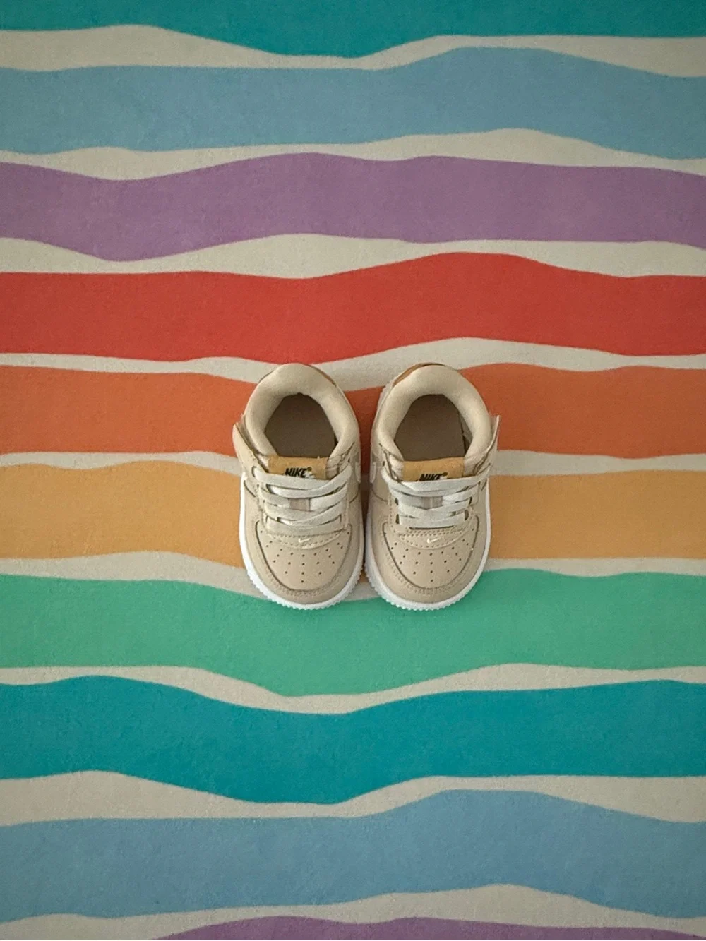 Nike Kids Tan and White Low-Top Sneakers